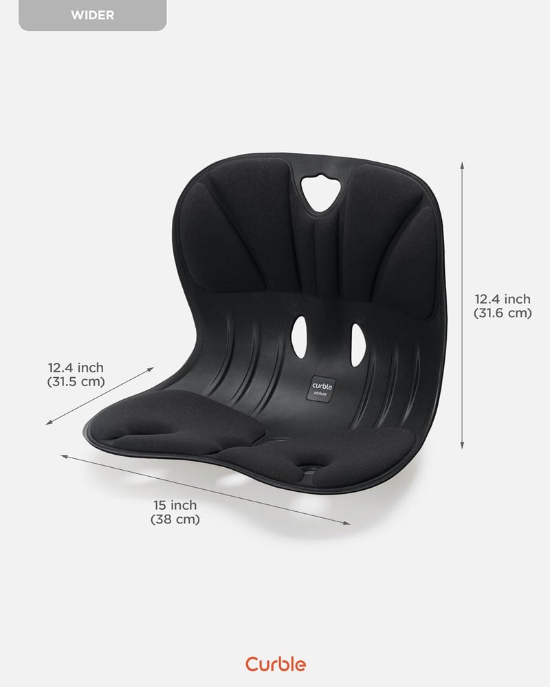curble Wider(Standard Wide) 2PACK – Ergonomic Back Support Chair, Lumbar Support for Posture Correction & Back Pain Relief, for Office, Floor Seat and Work from Home, Patented(2P Black) - Image 2